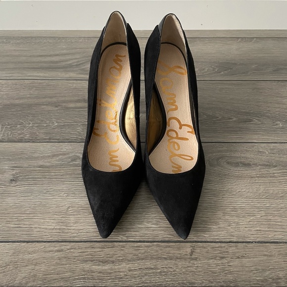 Sam Edelman Black Suede Stiletto Heels Size 8.5 * Pointed Toe - Picture 4 of 11